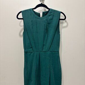 Club Monaco Pleated Emerald Green Sleeveless Dress | Size 00